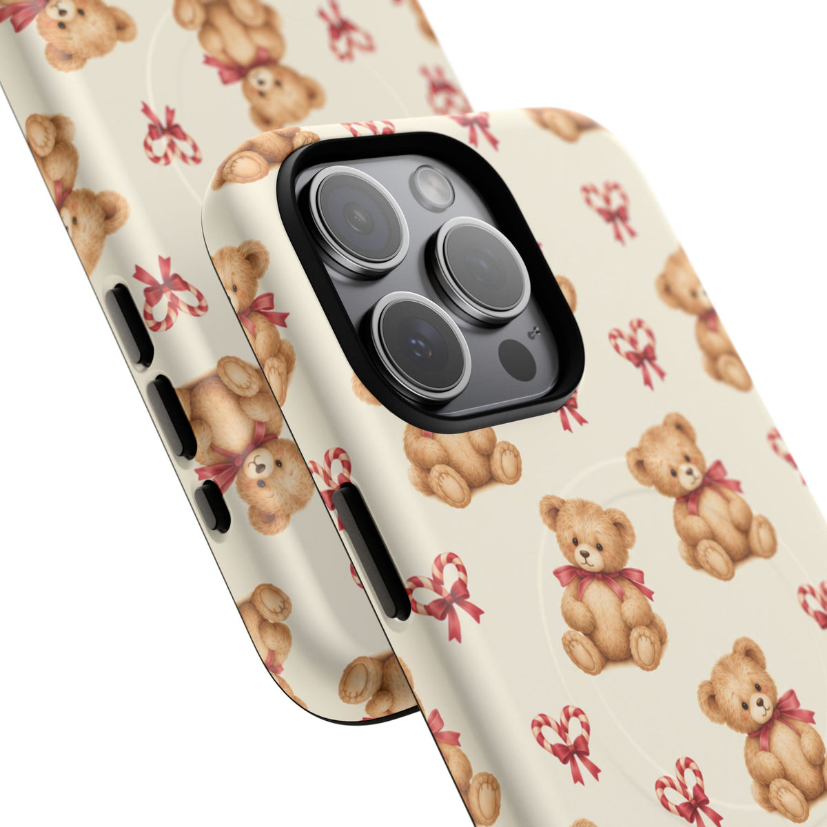 Coque iPhone Ourson des fêtes et sucres d’orge en forme de cœur avec MagSafe