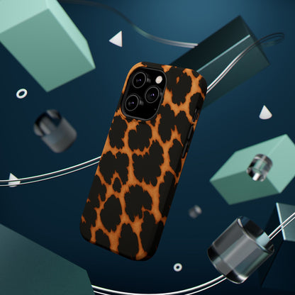 Leopard Print Impact-Resistant iPhone Case with MagSafe compatibility
