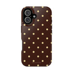 Polka Dot iPhone Case — Brown & Cream MagSafe Protective Cover