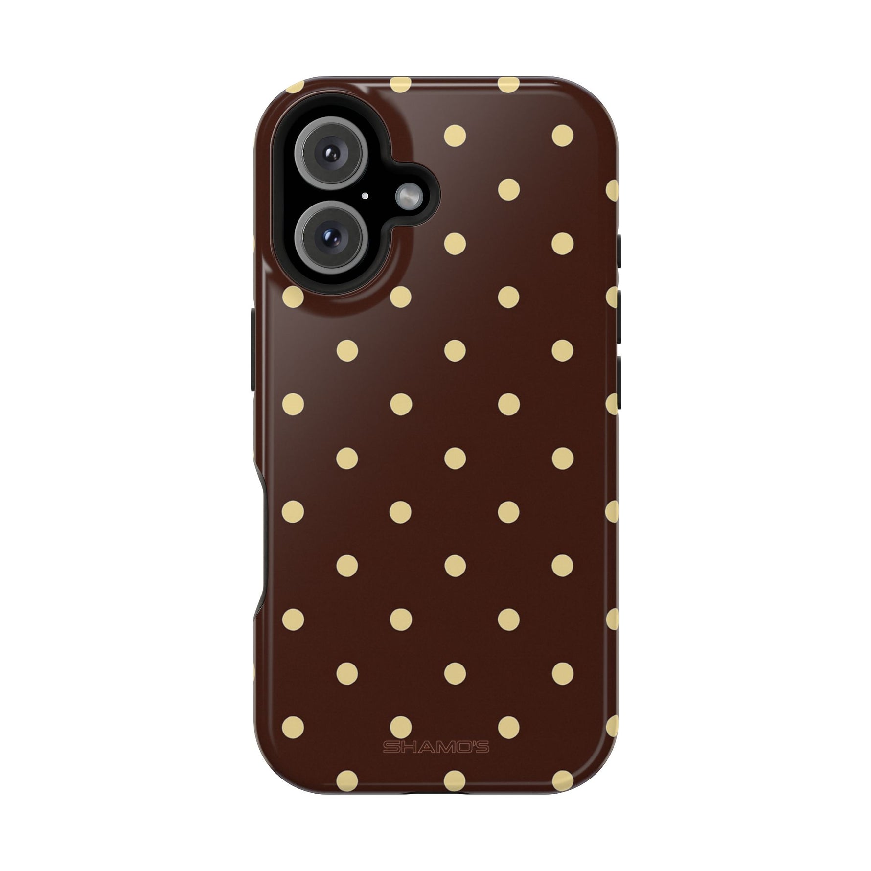 Polka Dot iPhone Case — Brown & Cream MagSafe Protective Cover