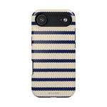 Navy & Cream Ribbed Holiday Sweater Design iPhone Case with MagSafe compatibility