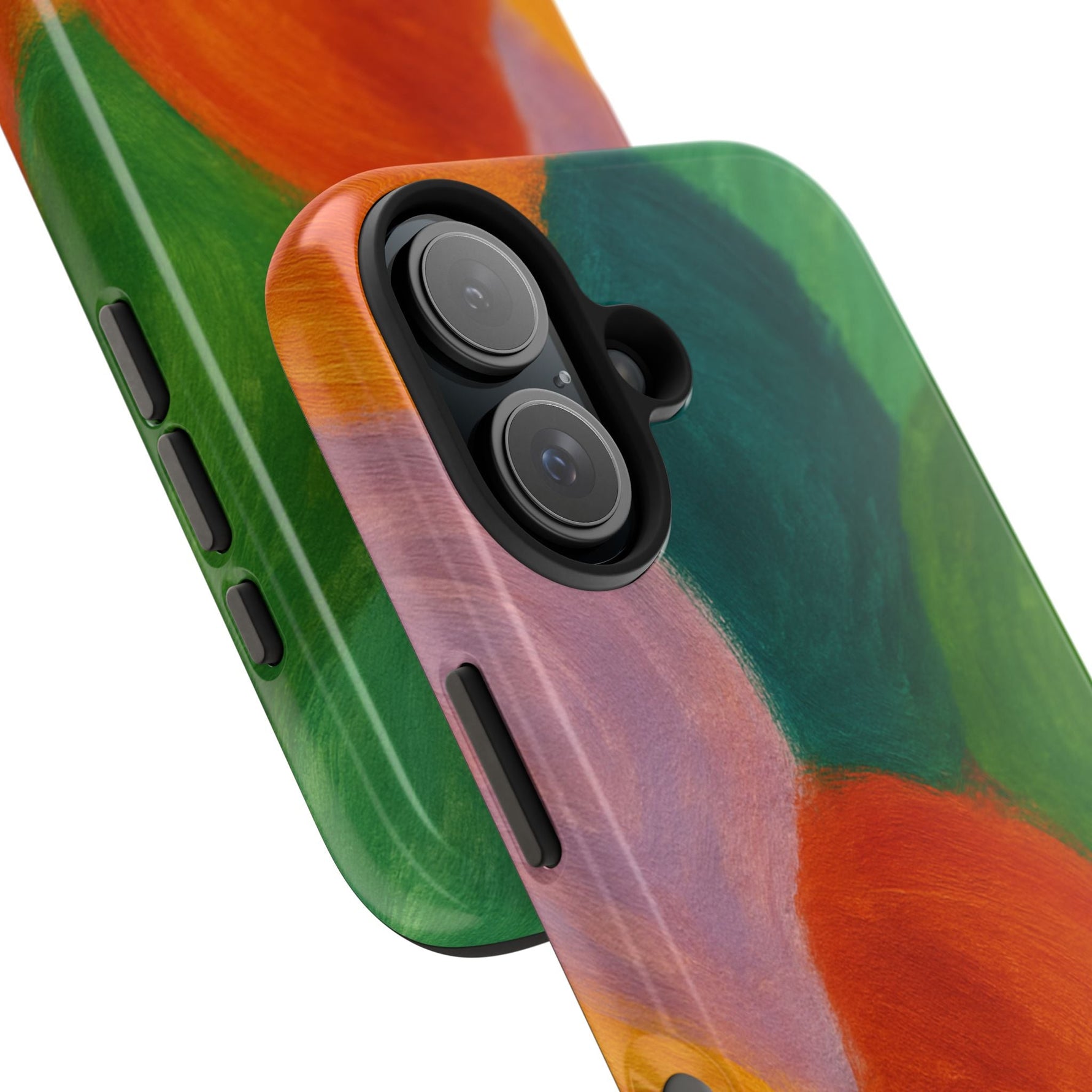 Abstract Color Wave Tough Phone Case — Bold Orange & Green Protective Phone Cover  Shamo's