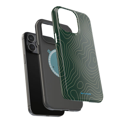 Topographic Green Magnetic Impact-Resistant iPhone Case | MagSafe compatible  Shamo's