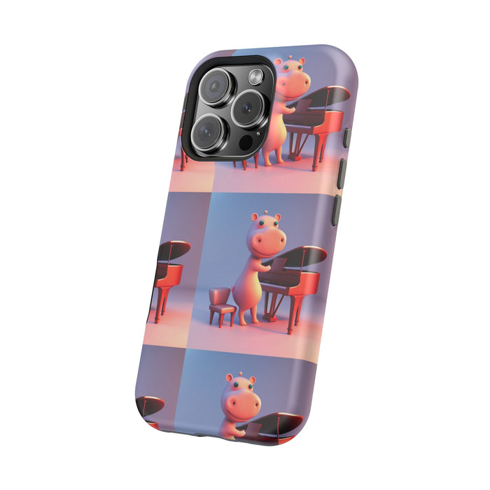 MagSafe Tough Cases with Tiny cute hippo playing a piano