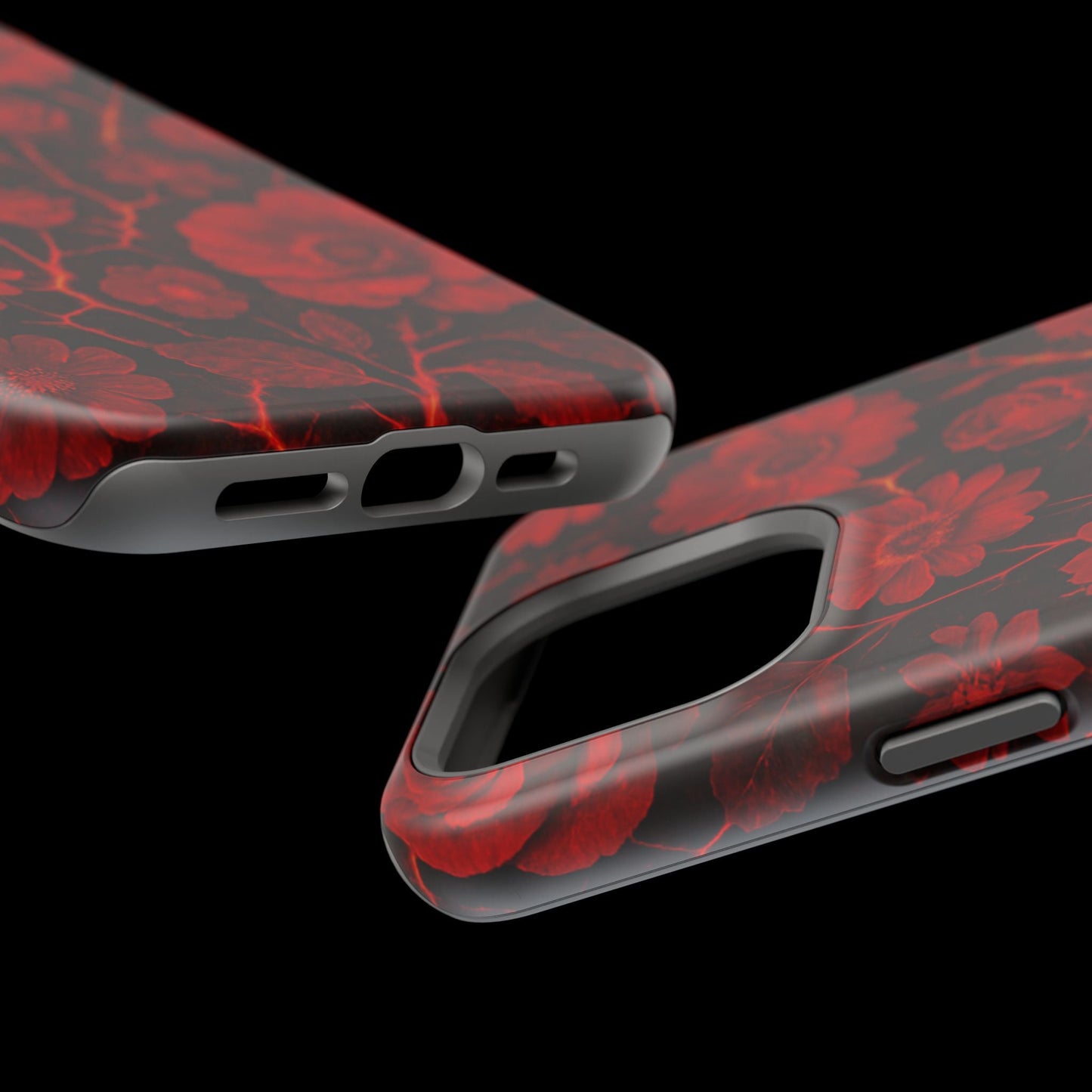 Melted Lava Dark Red Floral iPhone Case — MagSafe Compatible  Shamo's