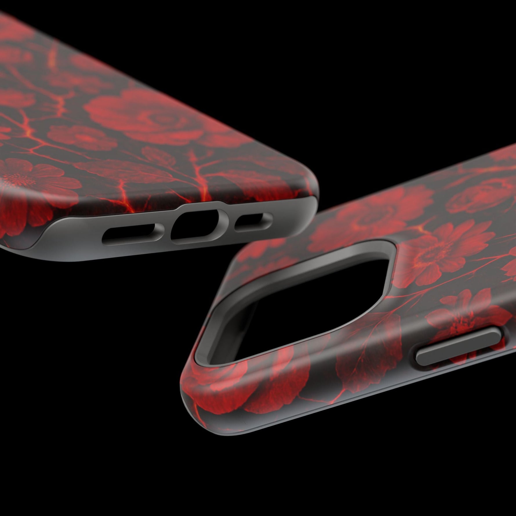 Melted Lava Dark Red Floral iPhone Case — MagSafe Compatible  Shamo's