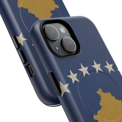 Kosovo Flag Tough iPhone Case — Navy Blue Stars & Gold Map (MagSafe compatible)  Shamo's