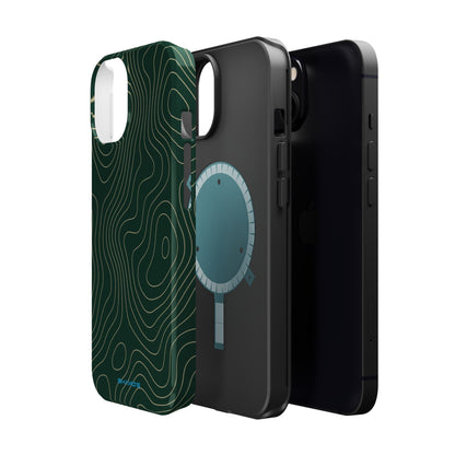 Topographic Green Magnetic Impact-Resistant iPhone Case | MagSafe compatible  Shamo's