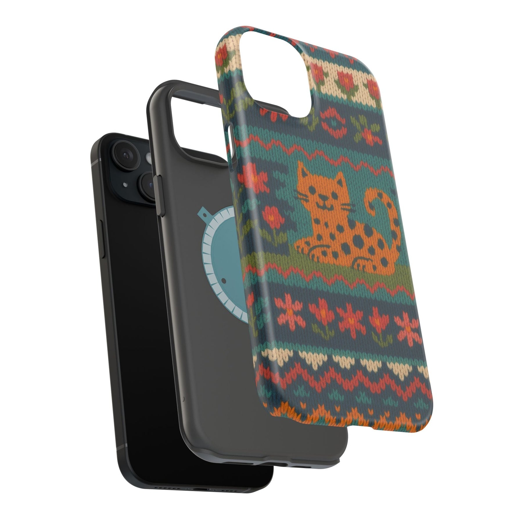 Cozy Knit Leopard Pattern Sweater Holiday Theme iPhone Case with MagSafe compatibility  Shamo's