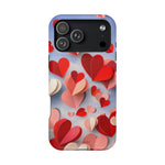3D Paper Hearts Valentine Love iPhone Case with MagSafe Compatibility, Personalizable - iPhone 17 Pro Max / Matte - Shamo's