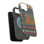 Cozy Knit Leopard Pattern Sweater Holiday Theme iPhone Case with MagSafe compatibility  Shamo's