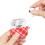 Red Plaid AirPod Case – Festive Check Pattern Protective Cover