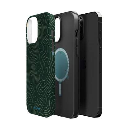 Topographic Green Magnetic Impact-Resistant iPhone Case | MagSafe compatible  Shamo's