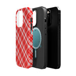 Red Plaid Magnetic Impact-Resistant iPhone Case | MagSafe