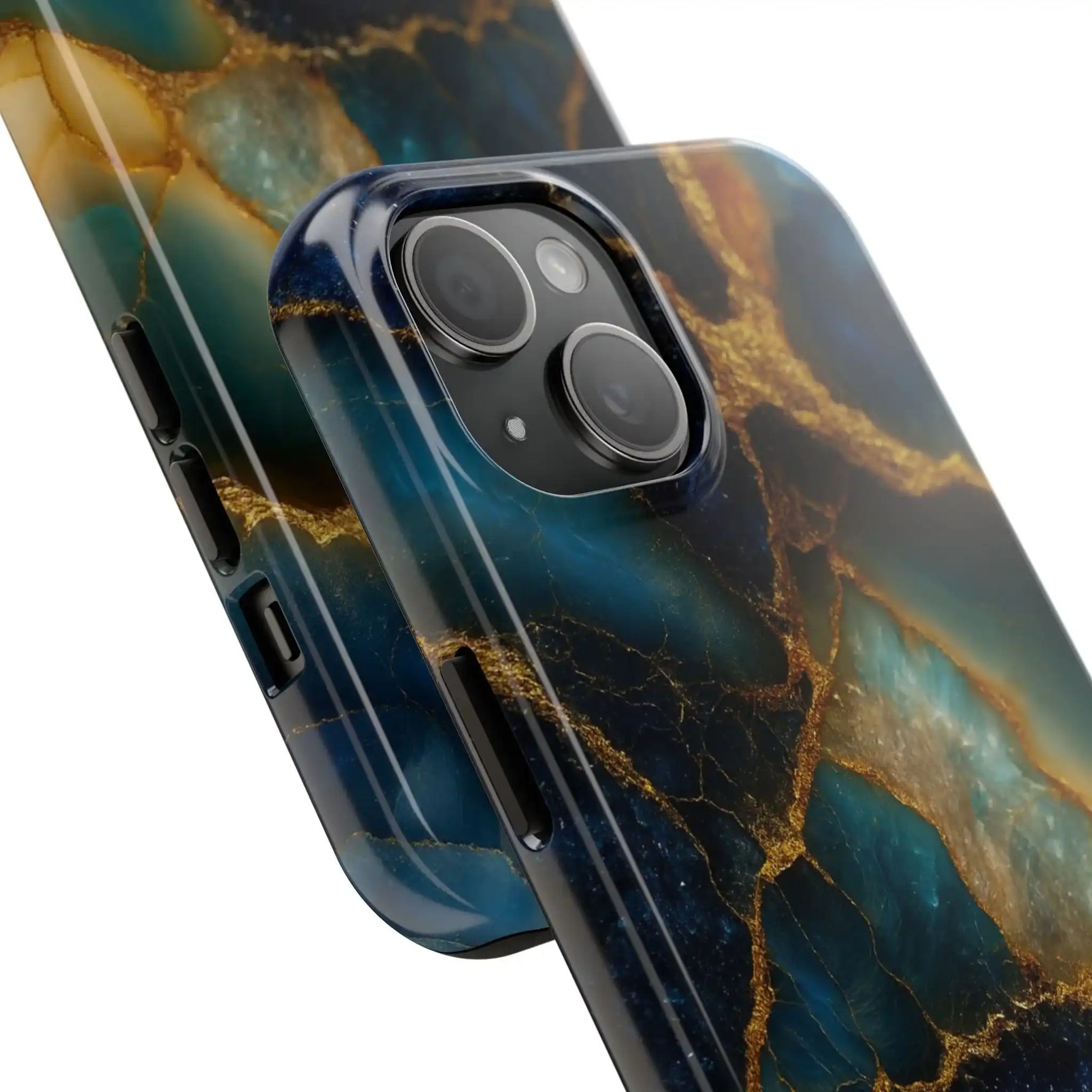Blue Gold Agate Tough Phone Case Marble Stone Design  Shamo's