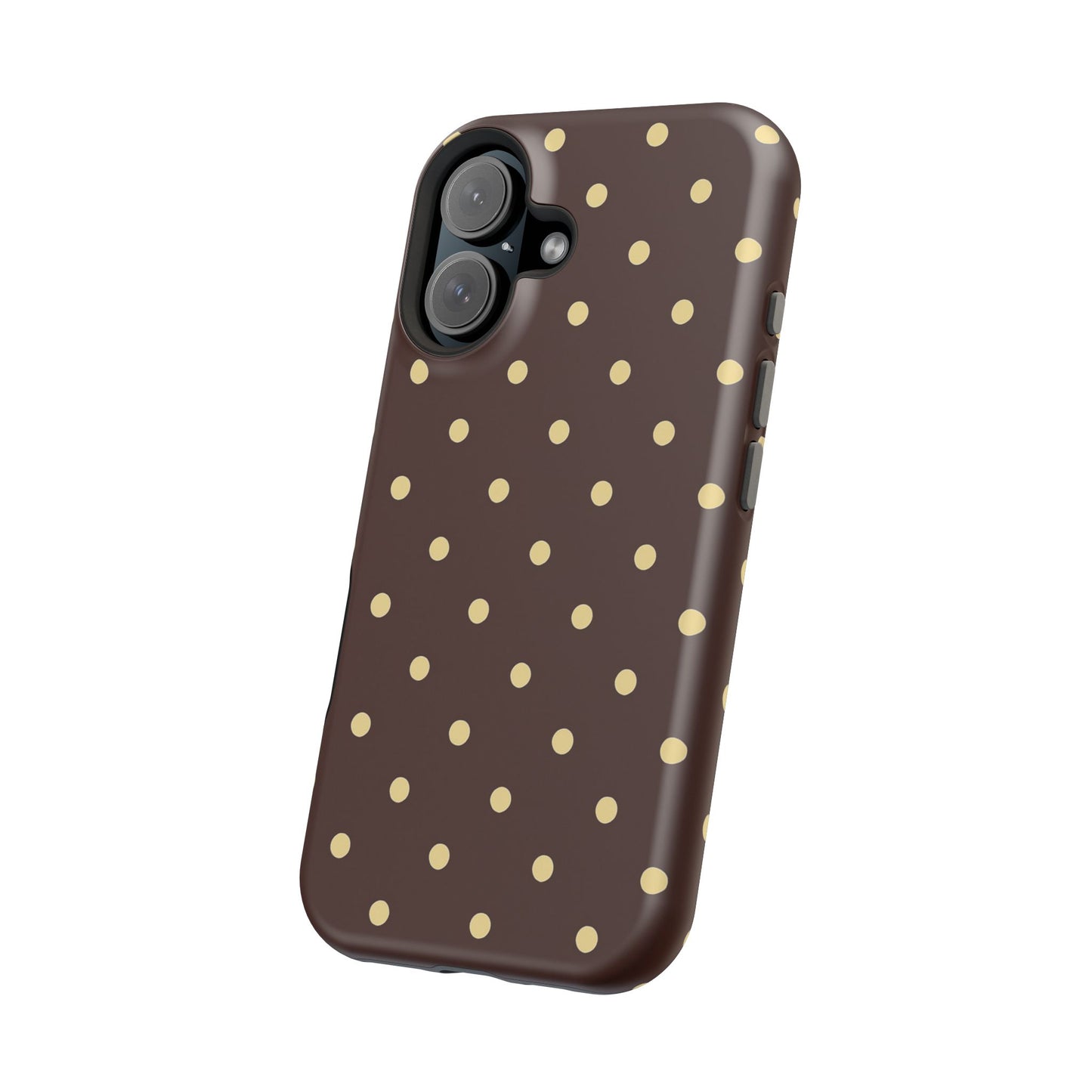 Polka Dot iPhone Case — Brown & Cream Protective Cover with MagSafe compatibility