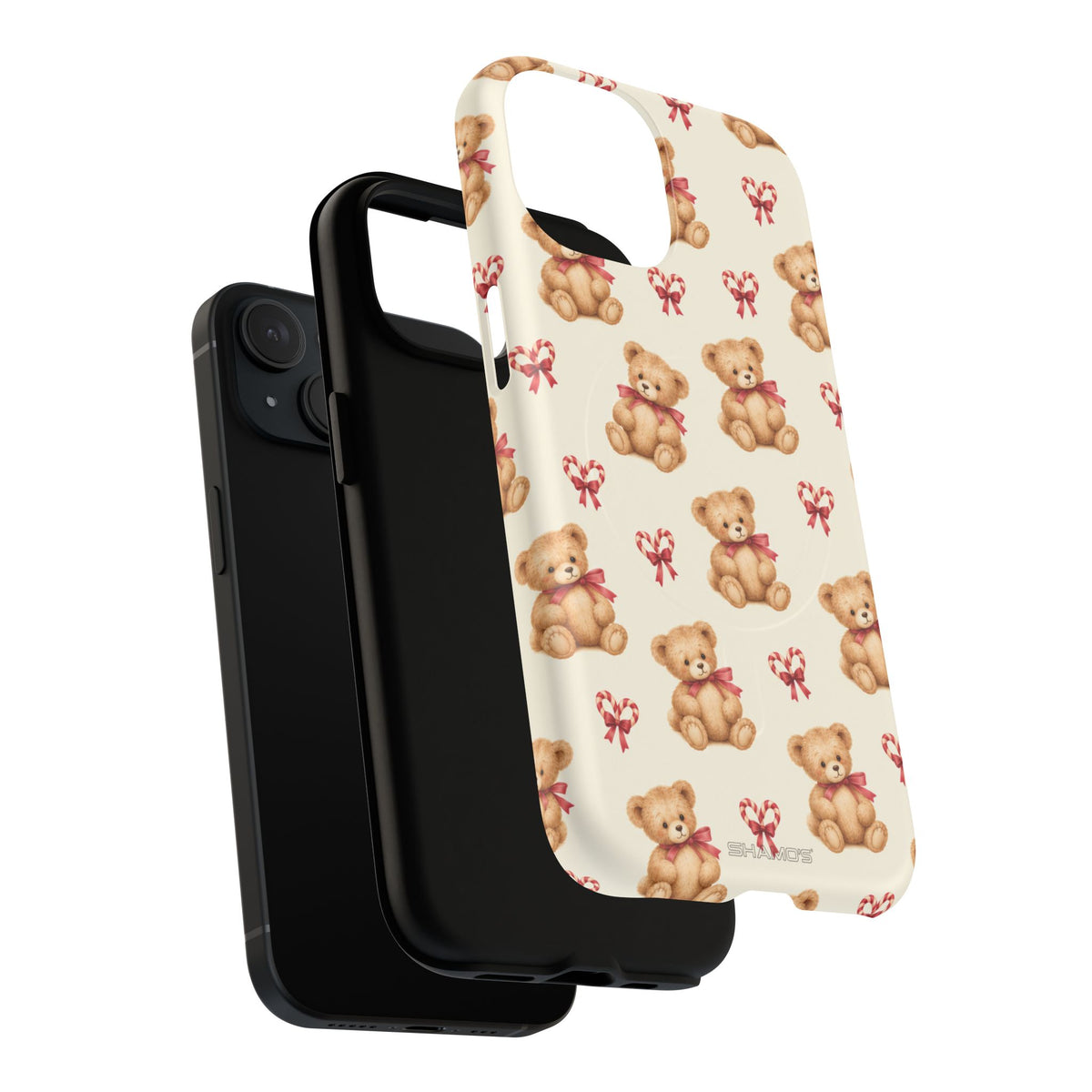 Coque iPhone Ourson des fêtes et sucres d’orge en forme de cœur avec MagSafe