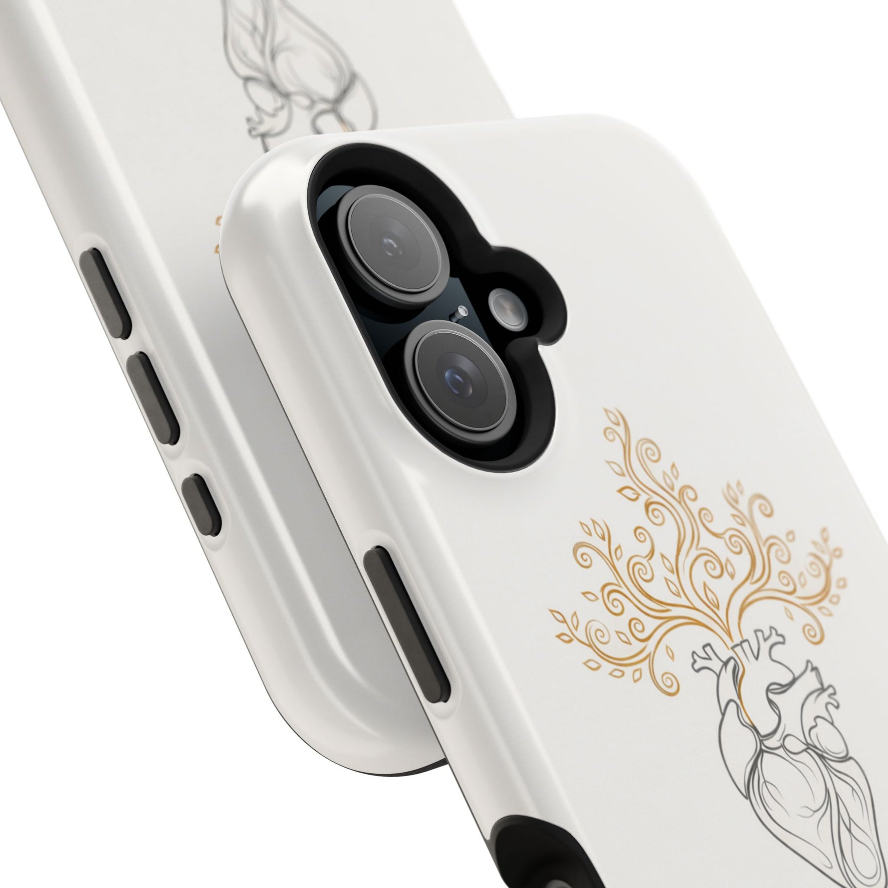 Minimalist Impact-Resistant iPhone Case, Heart Root Illustration ("Growth. Healing. Strength.") MagSafe Compatible - iPhone 17 / Glossy - Shamo's