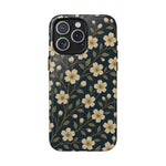 Navy Cherry Blossom Floral iPhone Case - Compatible with MagSafe - Shamo's