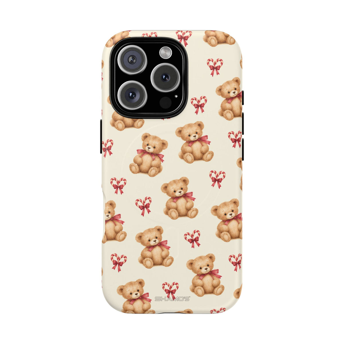 Coque iPhone Ourson des fêtes et sucres d’orge en forme de cœur avec MagSafe