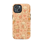 Cozy Critter Friends iPhone Case — Cute Bunny & Kitten Heart Pattern with MagSafe - Shamo's