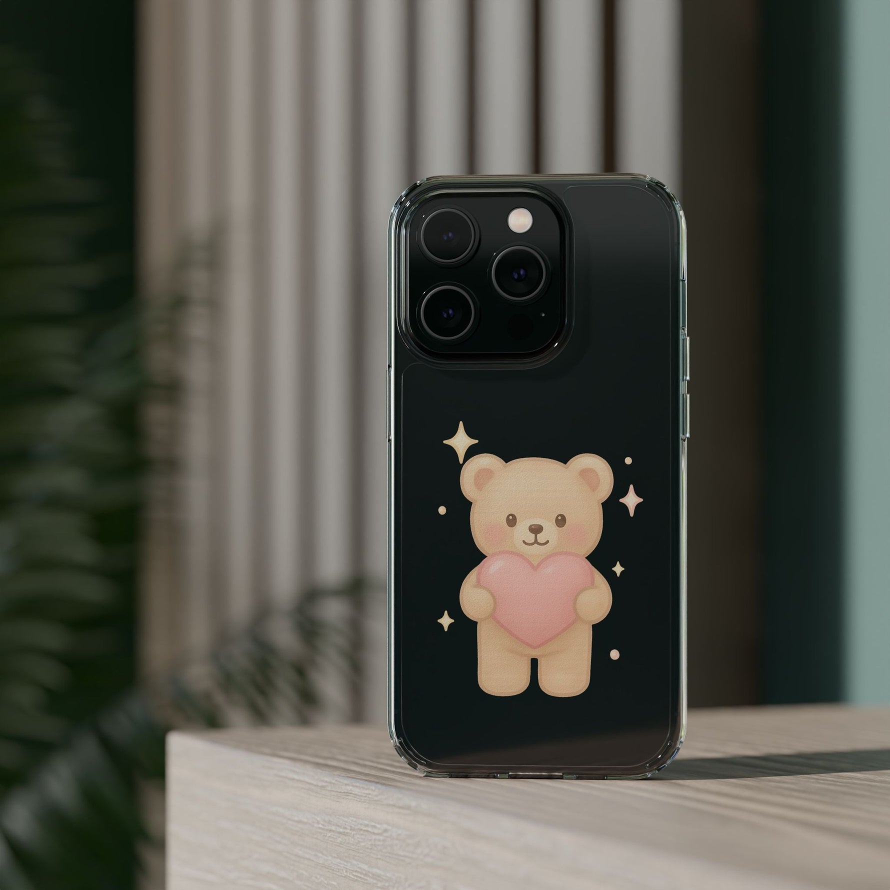 Romantic Teddy Bear Impact-Resistant iPhone Case with Heart Design  Shamo's