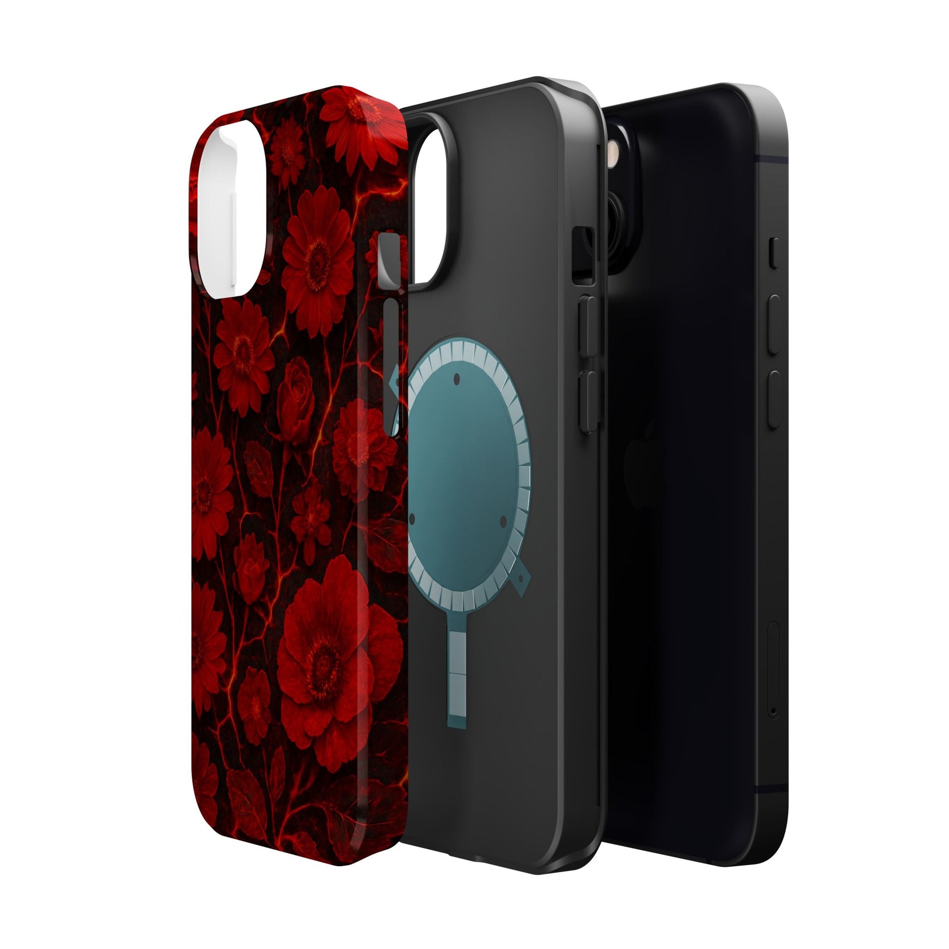 Melted Lava Dark Red Floral iPhone Case — MagSafe Compatible  Shamo's