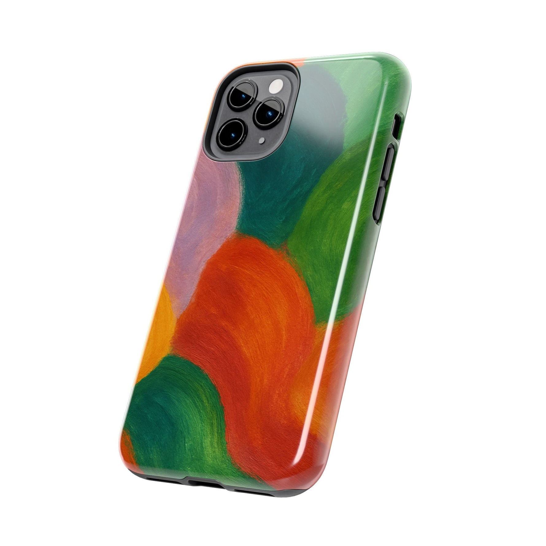 Abstract Color Wave Tough Phone Case — Bold Orange & Green Protective Phone Cover  Shamo's