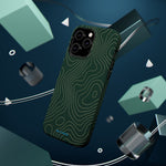 Topographic Green Magnetic Impact-Resistant iPhone Case | MagSafe compatible  Shamo's