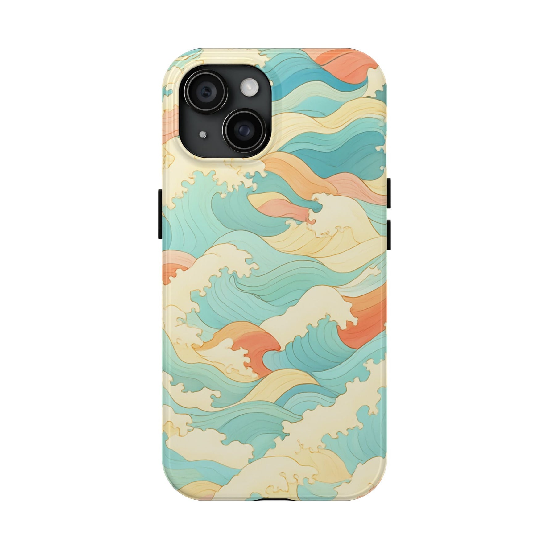 Ocean Wave Tough Phone Case — Pastel Retro Surf Pattern  Shamo's iPhone 15