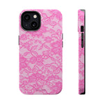 Pink Lingerie Lace Print Impact-Resistant iPhone Case | MagSafe - iPhone 13 / Glossy - Shamo's