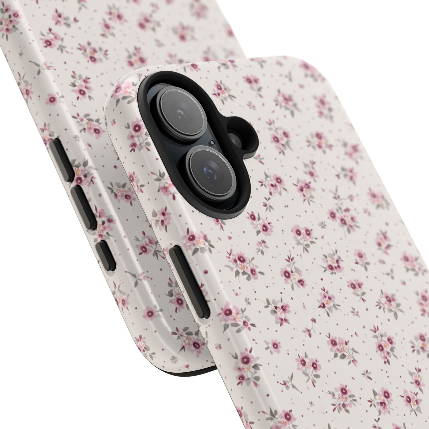 Rosebud Floral Tough iPhone Case — Pink Vintage Flower Protective Cover - iPhone 17 - Shamo's