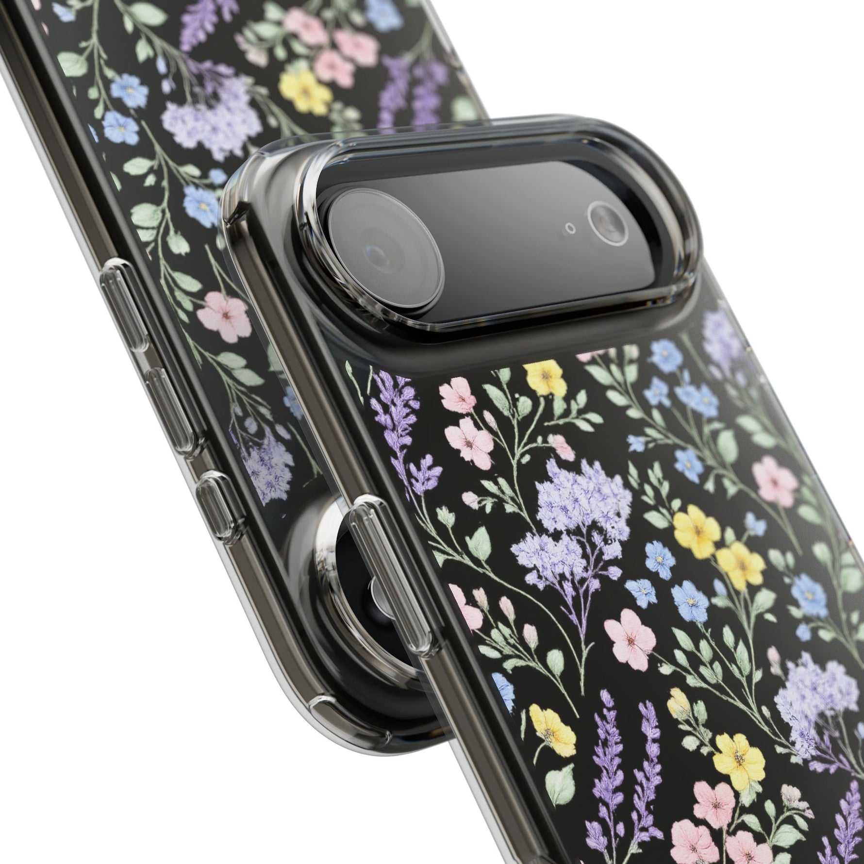 Clear Floral Impact-Resistant Phone Case — Pastel Wildflower Design