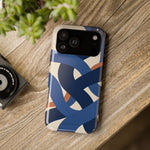 Indigo Loom MagSafe Phone Case – Blue & Ivory Abstract Woven Pattern