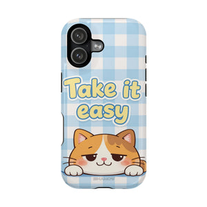 Take It Easy Katze Süße Lustige Handyhülle | MagSafe Kompatibel Stoßfest