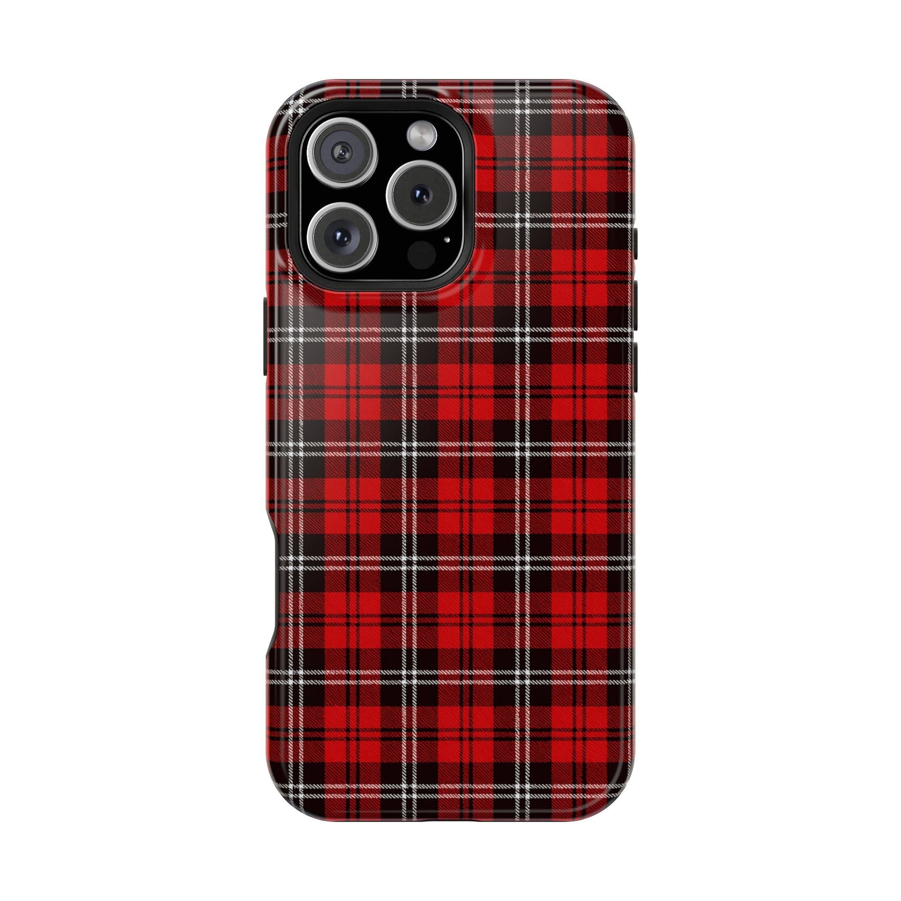 Red Tartan Plaid Impact-Resistant iPhone Case | MagSafe compatibility  Shamo's iPhone 16 Pro Max / Glossy