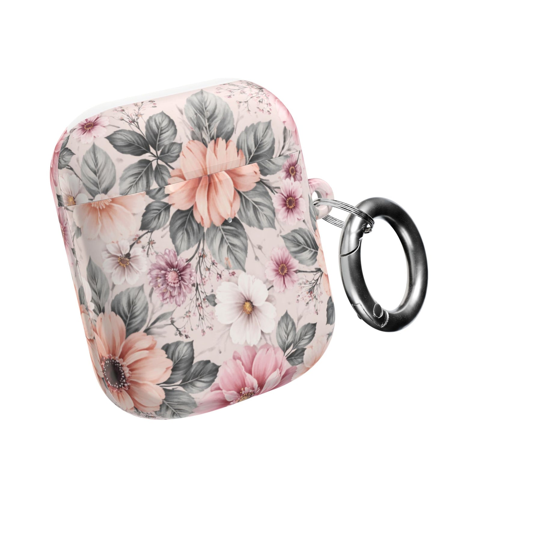 Floral Pink Vintage AirPod Case — Pastel Flower Protective Cover - AirPods Pro Gen 1 / White / Glossy - Shamo's