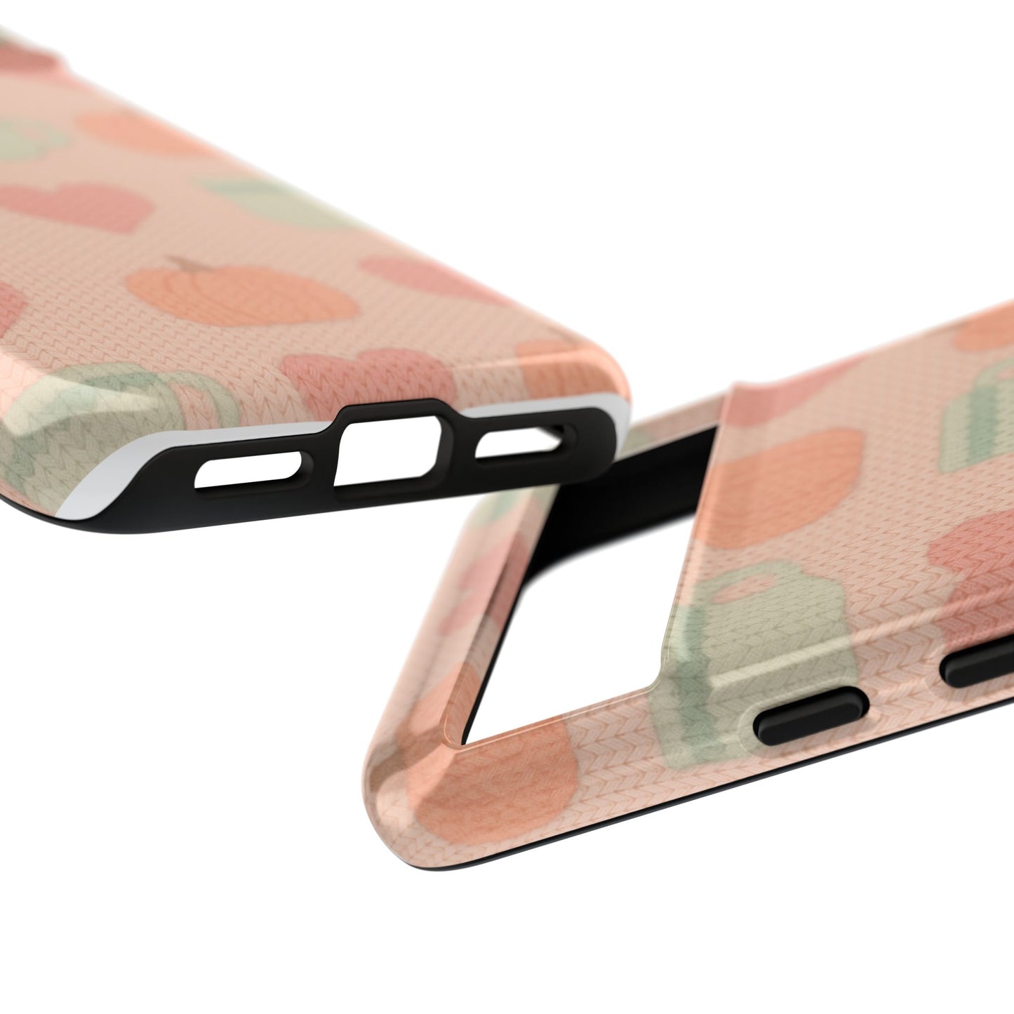 Autumn Cozy iPhone Case – Pumpkin, Heart & Coffee Cup Pattern