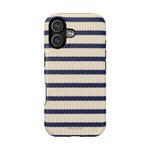 Navy & Cream Ribbed Holiday Sweater Design iPhone Case with MagSafe compatibility