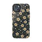 Navy Cherry Blossom Floral iPhone Case - Compatible with MagSafe - Shamo's