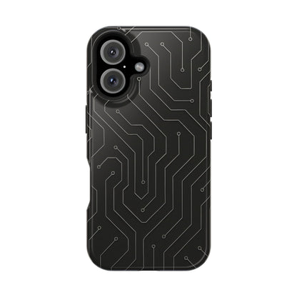 Black Circuit Board Design iPhone Case | MagSafe  Shamo's iPhone 16 / Glossy