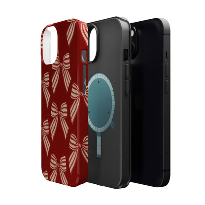 Holiday Red Bow iPhone Case — Impact‑Resistant iPhone Cover with MagSafe compatibility