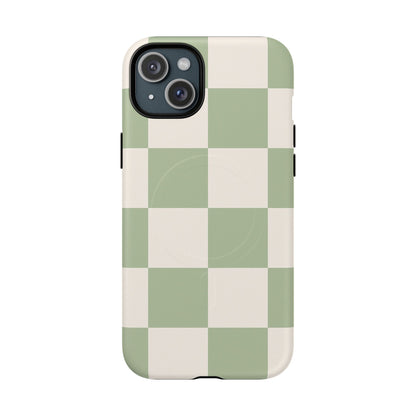 Sage Checkerboard Tough iPhone Case - Compatible with MagSafe