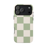 Sage Checkerboard Tough iPhone Case - Compatible with MagSafe - Shamo's
