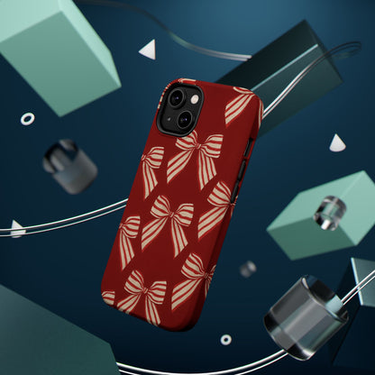 Holiday Red Bow iPhone Case — Impact‑Resistant iPhone Cover with MagSafe compatibility