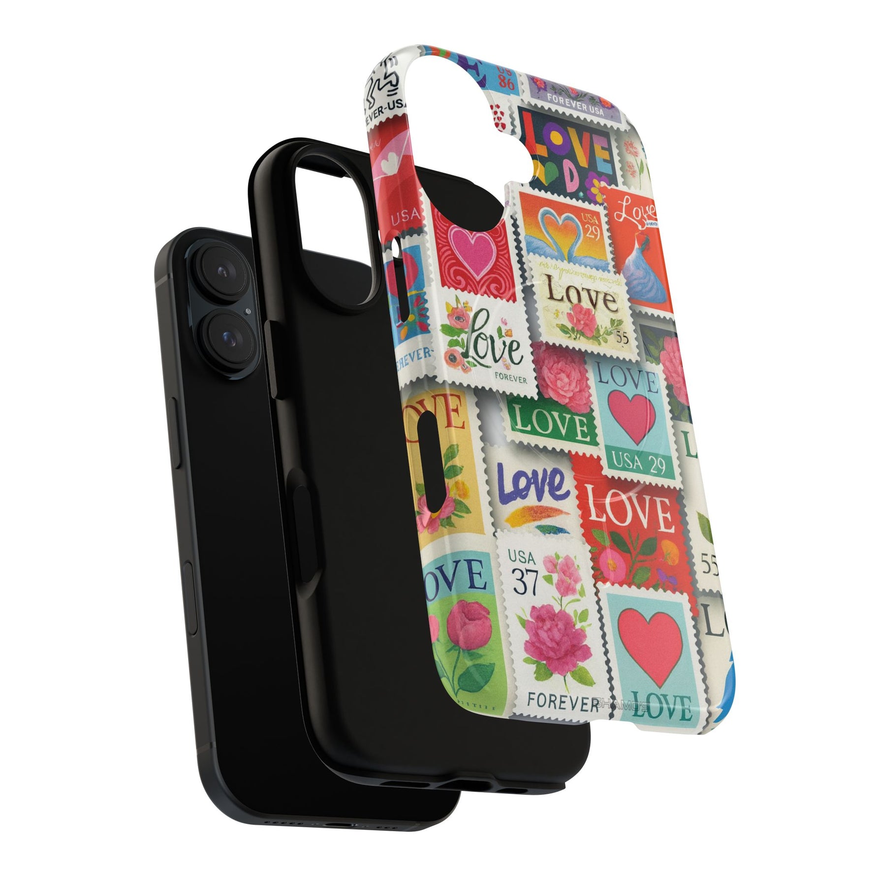 Vintage Romantic Love Stamp iPhone Case | Tough Protection + MagSafe