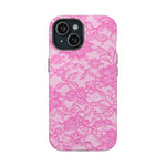 Pink Lingerie Lace Print Impact-Resistant iPhone Case | MagSafe - iPhone 15 / Glossy - Shamo's