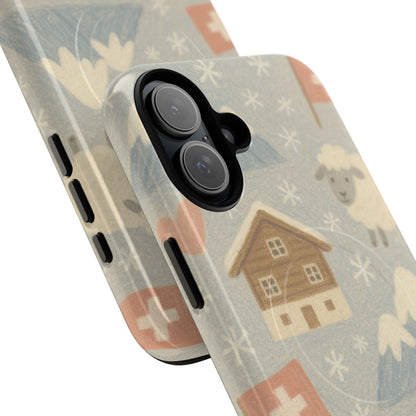 Swiss Chalet Sheep Pattern Tough MagSafe iPhone Case