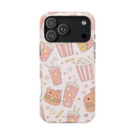 Kawaii Snack Pattern Magnetic Phone Case, Cute Popcorn, Burger & Soda Design with MagSafe Compatibility