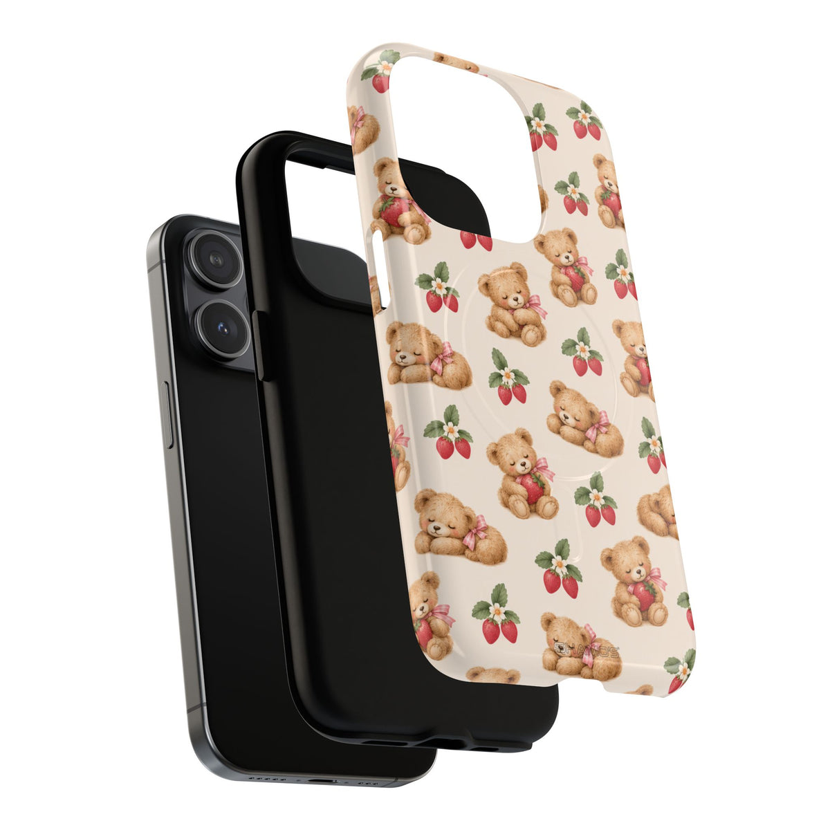 Teddy Berry Cozy Strawberry Pattern iPhone Case with MagSafe